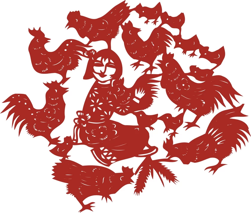 中国风中式传统喜庆民俗人物动物窗花剪纸插画边框AI矢量PNG素材【2578】